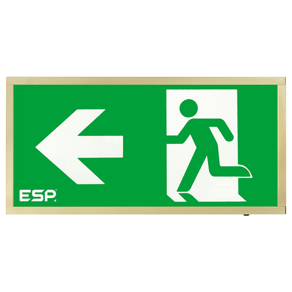 ESP D120LBR Duceri 3W LED Maintained Emergency Exit Sign with Left Legend 5500K IP20 Brass