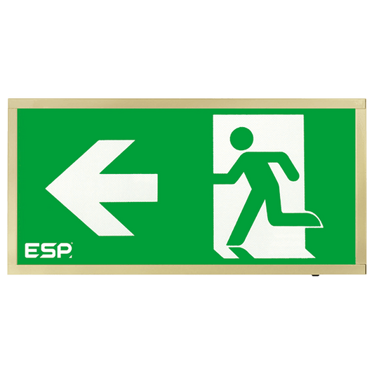 ESP D120LBR Duceri 3W LED Maintained Emergency Exit Sign with Left Legend 5500K IP20 Brass