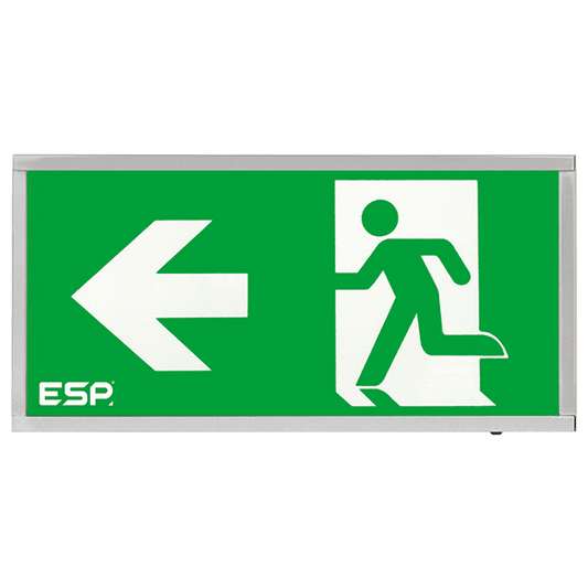 ESP D120LCH Duceri 3W LED Maintained Emergency Exit Sign with Left Legend 5500K IP20 Chrome