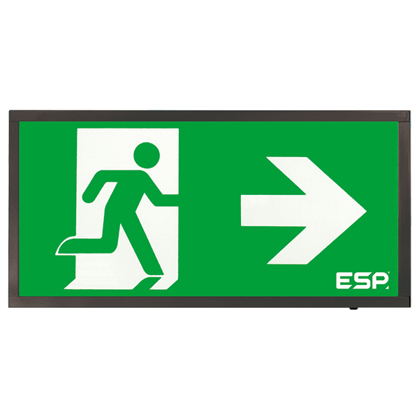 ESP D120RBK Duceri 3W LED Maintained Emergency Exit Sign with Right Legend 5500K IP20 Black
