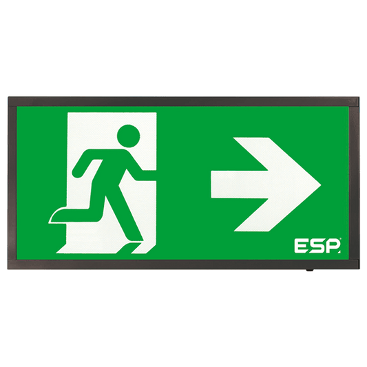 ESP D120RBK Duceri 3W LED Maintained Emergency Exit Sign with Right Legend 5500K IP20 Black