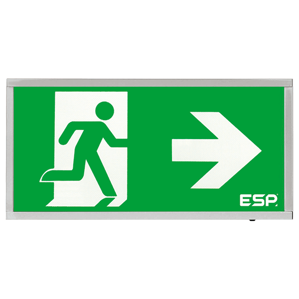 ESP D120RCH Duceri 3W LED Maintained Emergency Exit Sign with Right Legend 5500K IP20 Chrome