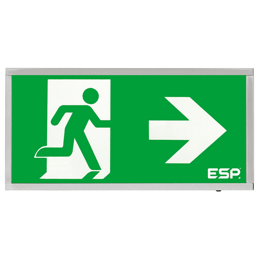 ESP D120RCH Duceri 3W LED Maintained Emergency Exit Sign with Right Legend 5500K IP20 Chrome
