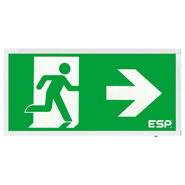 ESP D120RWH Duceri 3W LED Maintained Emergency Exit Sign with Right Legend 5500K IP20 White