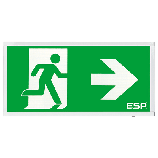 ESP D120RWH Duceri 3W LED Maintained Emergency Exit Sign with Right Legend 5500K IP20 White