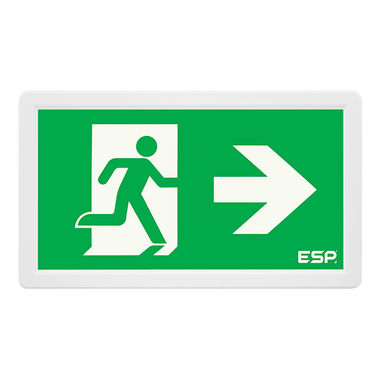 ESP D121AWH Duceri 3W LED Maintained Slim Emergency Exit Sign with All Legends 5500K IP20 White