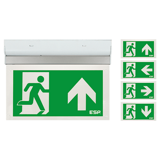 ESP D130AWH Duceri 3W LED Maintained Emergency Exit Sign with All Legends 5500K IP20 White