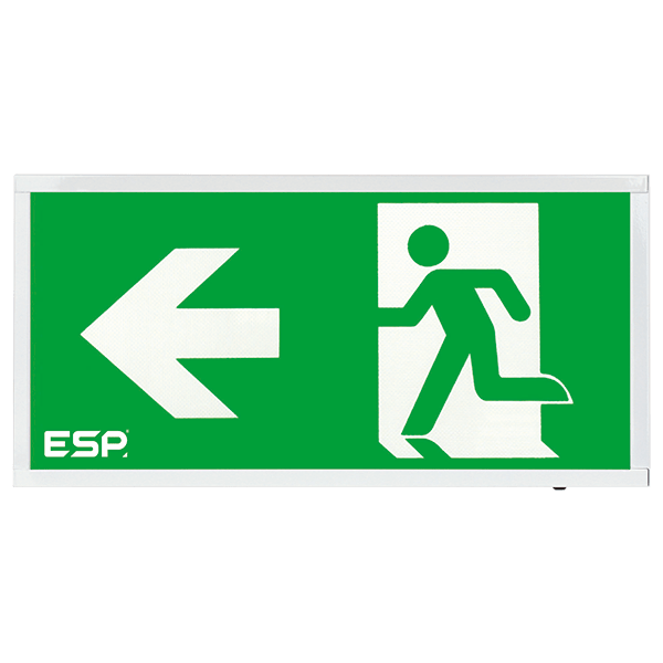 ESP D520LWH Duceri 4W LED Maintained Self-Test Emergency Exit Sign with Left Legend 5500K IP20 White