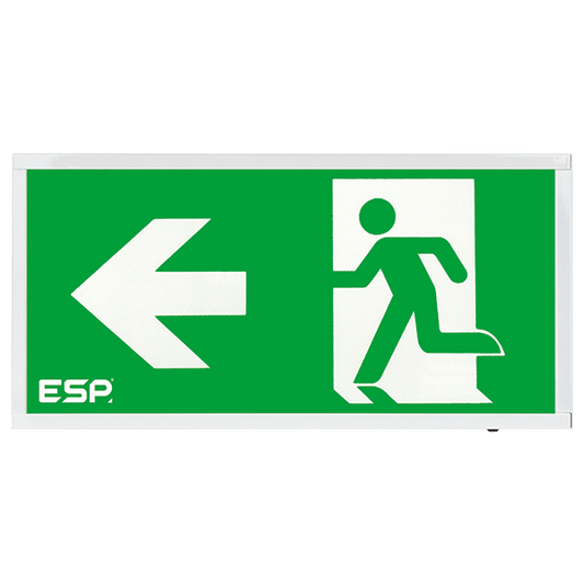 ESP D520LWH Duceri 4W LED Maintained Self-Test Emergency Exit Sign with Left Legend 5500K IP20 White