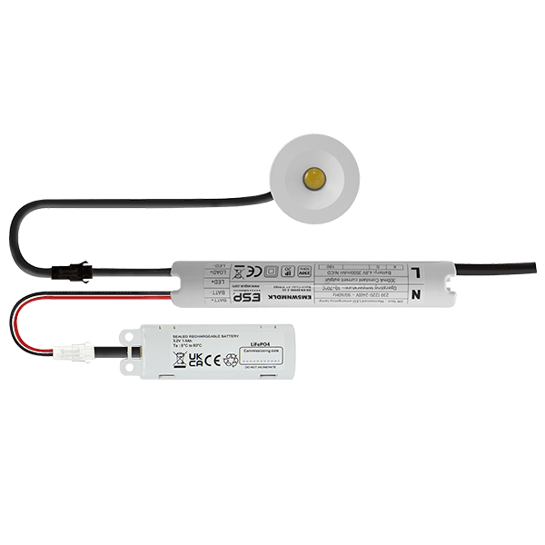 ESP D6402WH Duceri 3W LED Self-Test Emergency Downlight with Open Lens 5500K IP20 White