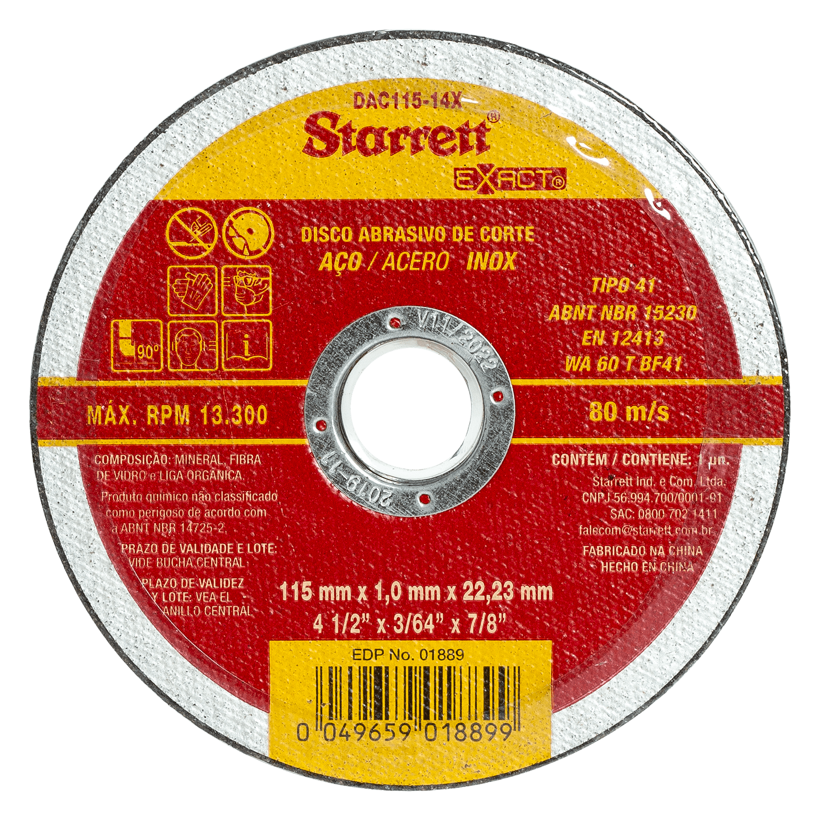 Starrett DCA115-14X 115mm x 1mm Cutting Disc