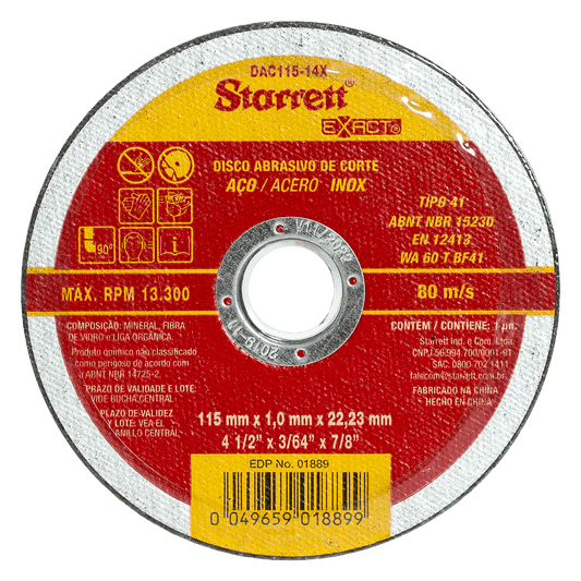 Starrett DCA115-14X 115mm x 1mm Cutting Disc