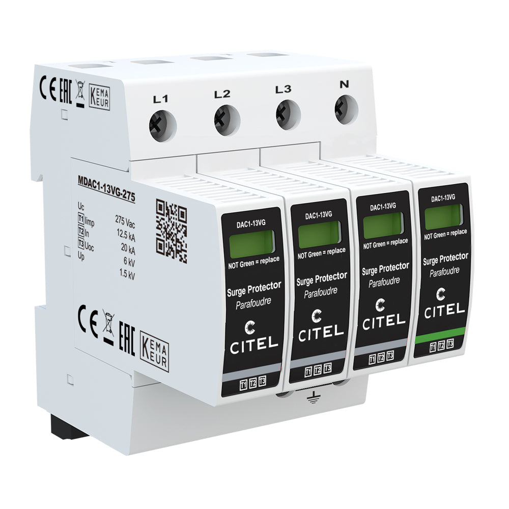 Switchtec DAC1-13VGS-31-275 Citel 50KA 3P+N TT/TNS Type 1+2+3 Surge Protection Device