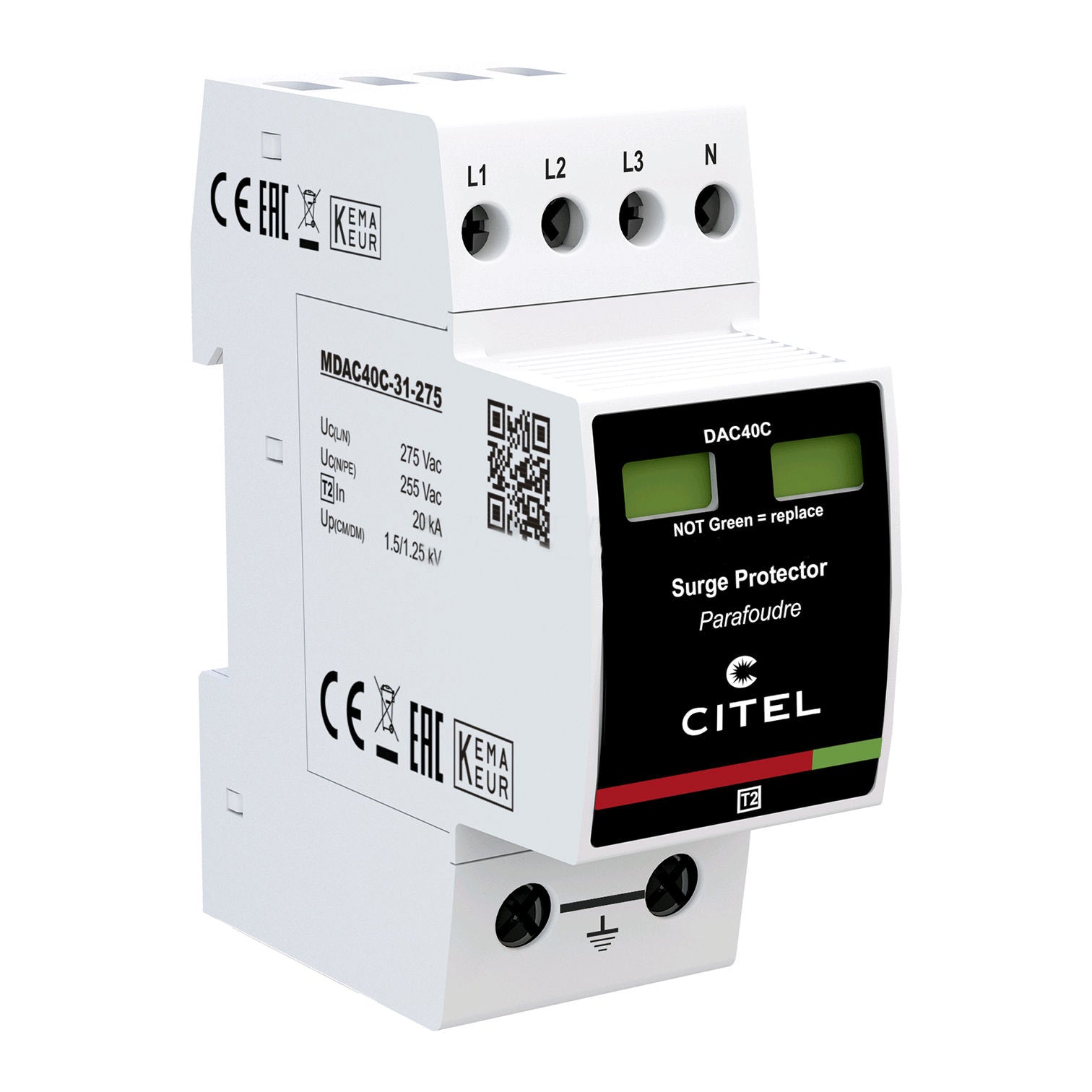 Switchtec DAC40C-31-275 Citel 40KA 3P+N TT/TN Type 2+3 Surge Protection Device