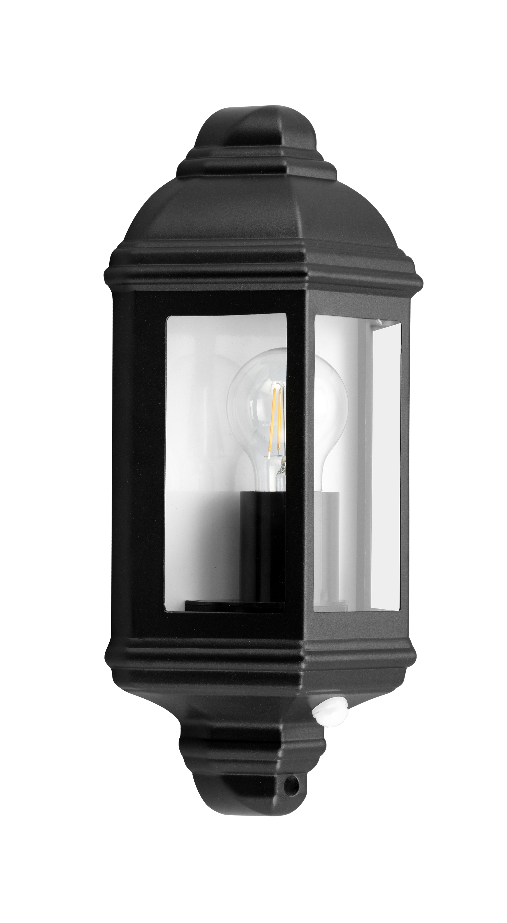 Kosnic DAL-BLK/S Dalby E27 Half Lantern with Sensor IP44 Black