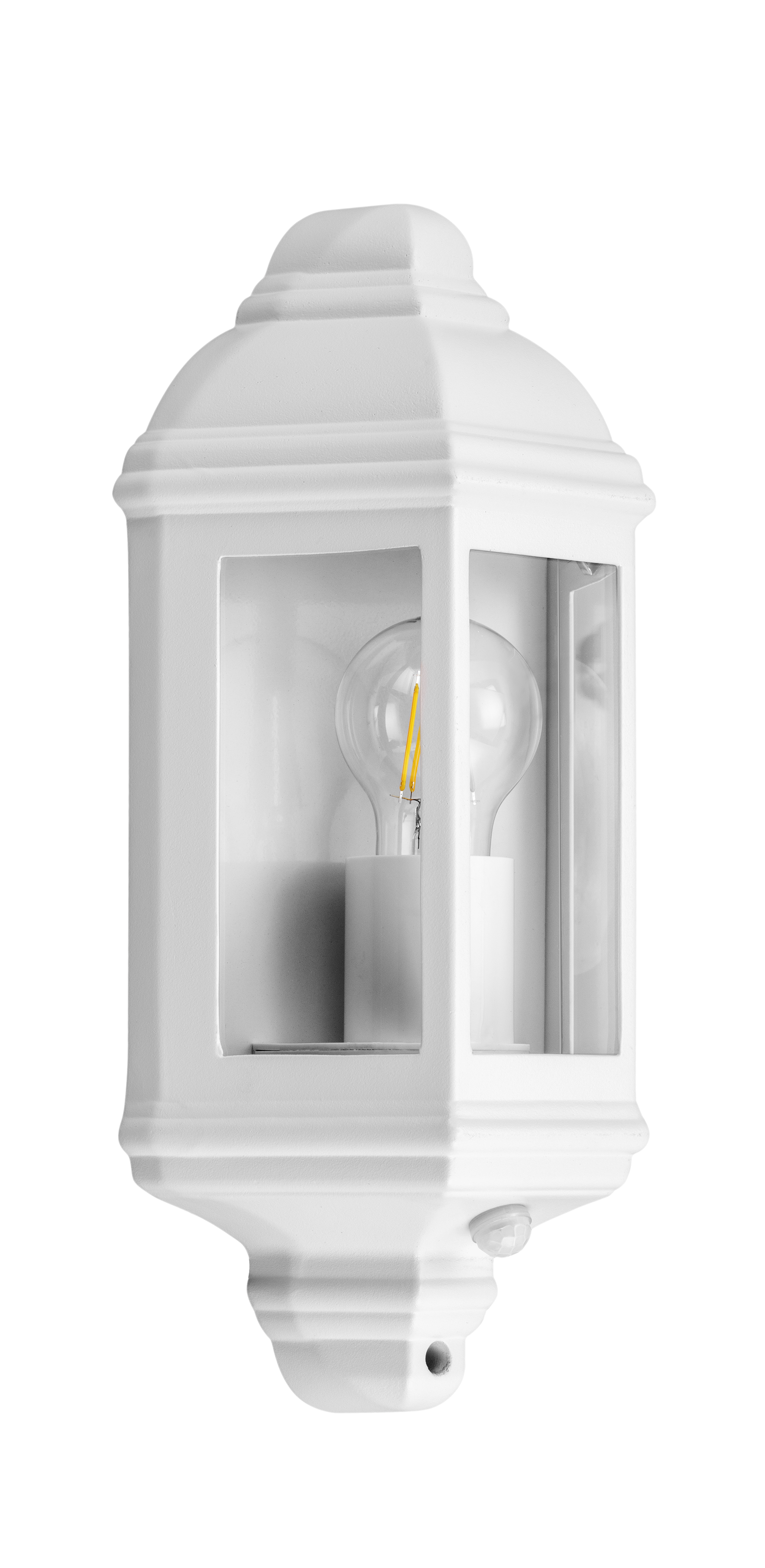 Kosnic DAL-WHT/S Dalby E27 Half Lantern with Sensor IP44 White