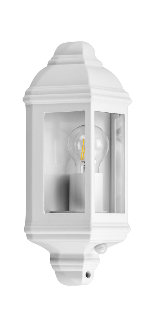 Kosnic DAL-WHT/S Dalby E27 Half Lantern with Sensor IP44 White