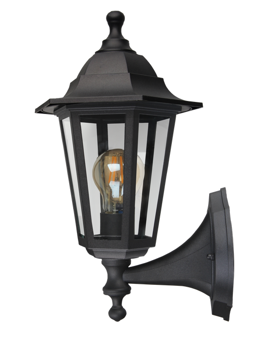Kosnic DARB-BLK/DS Darwin Coast E27 Coach Lantern with Dusk to Dawn Sensor IP44 Black