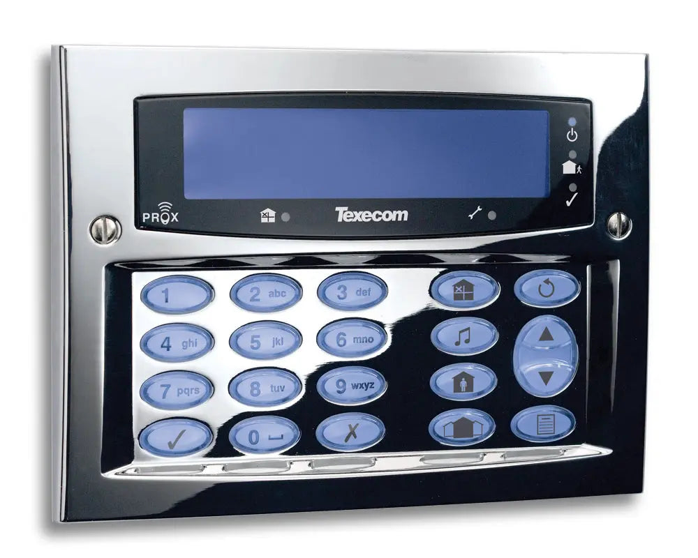 Texecom DBD-0121 Premier Elite FMK Flush Mount LCD Keypad Polished Chrome
