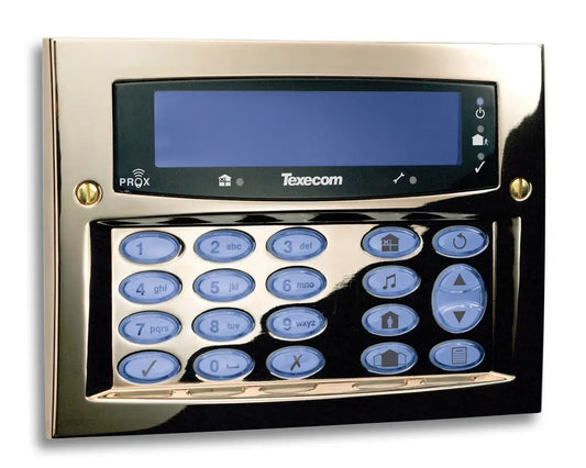 Texecom DBD-0122 Premier Elite FMK Flush Mount LCD Keypad Polished Brass