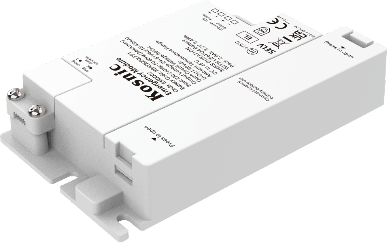 Kosnic EMDD202/DA DD EME 2 Dali 2W DALI-2 & Self-Test Emergency Module White