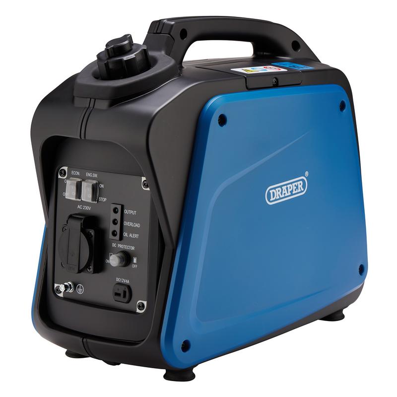 Draper DGI1200DI 1KW 3L Petrol Inverter Generator Black & Blue
