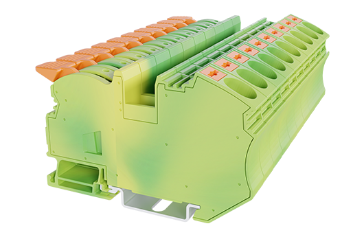 Switchtec DPH16-DP-PE Dinkle 16mm Single Lever / Push In Din Rail Terminal Green / Yellow