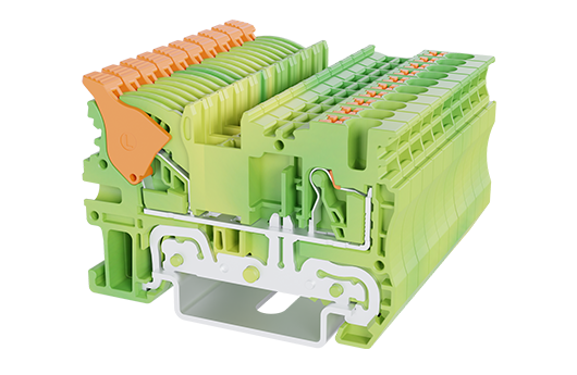 Switchtec DPH2.5-DP-PE Dinkle 2.5mm Single Lever / Push In Din Rail Terminal Green / Yellow