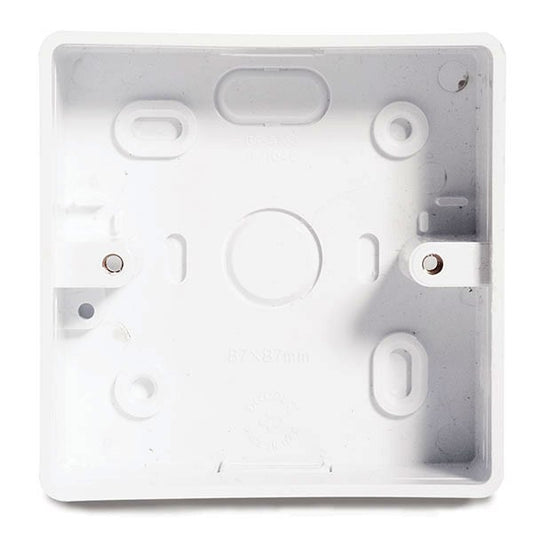 Deligo DRC1 1 Gang 32mm Round Corner PVC Pattress with Conduit and Trunking Entry