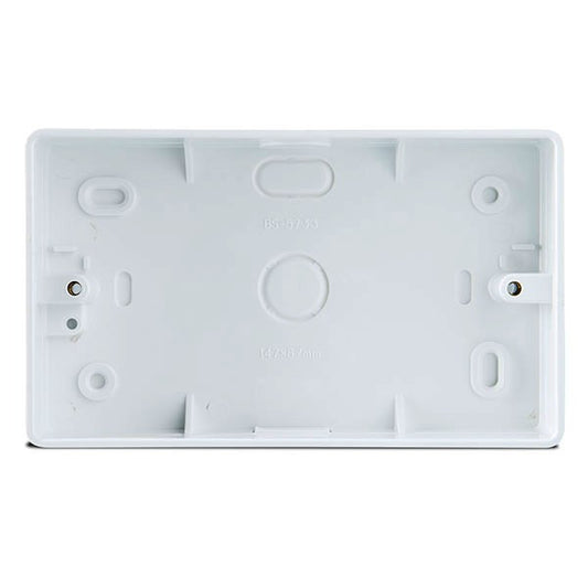 Deligo DRC2 2 Gang 32mm Round Corner PVC Pattress with Conduit and Trunking Entry