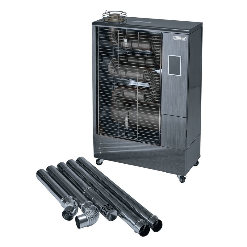 Draper DSH400/FLUE 11.6KW 40,000BTU Infra-Red Diesel Heater with Flue Kit 230V Black