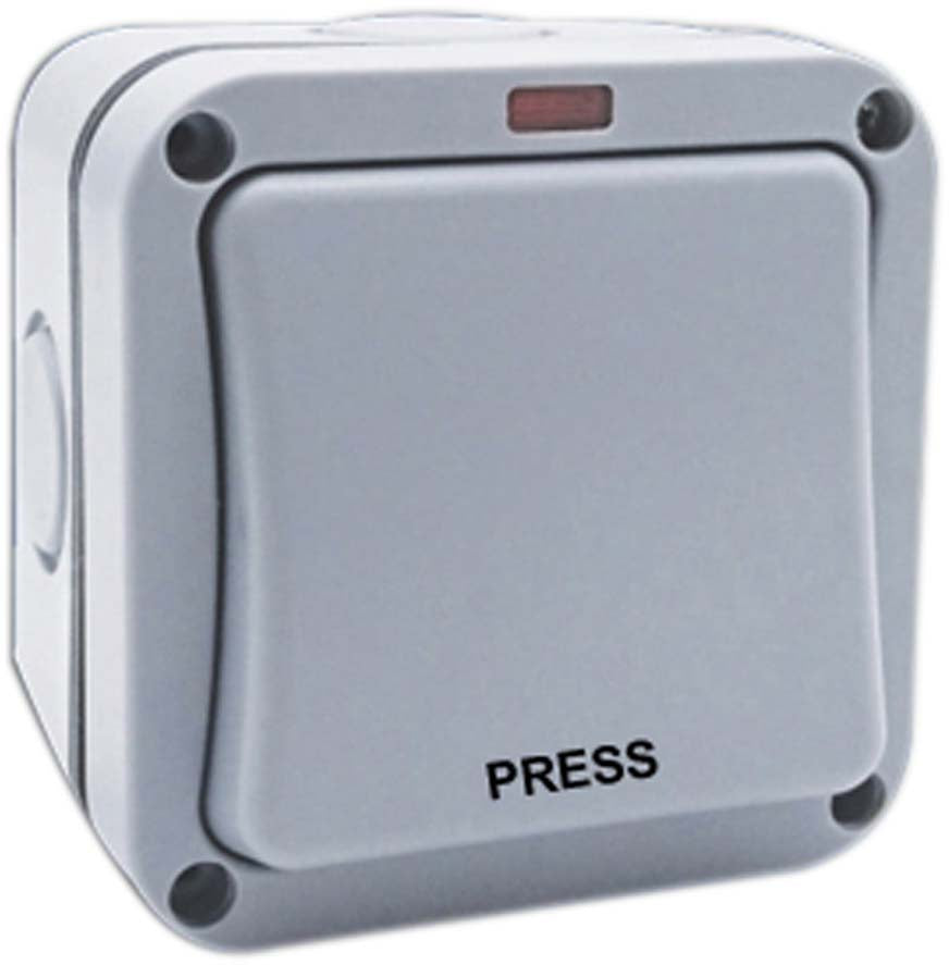 Deligo DWPL12R 1 Gang 2 Way Retractive Switch IP66 Grey