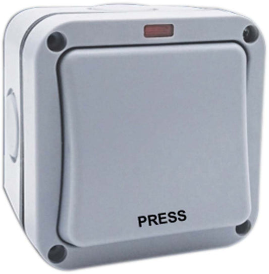 Deligo DWPL12R 1 Gang 2 Way Retractive Switch IP66 Grey