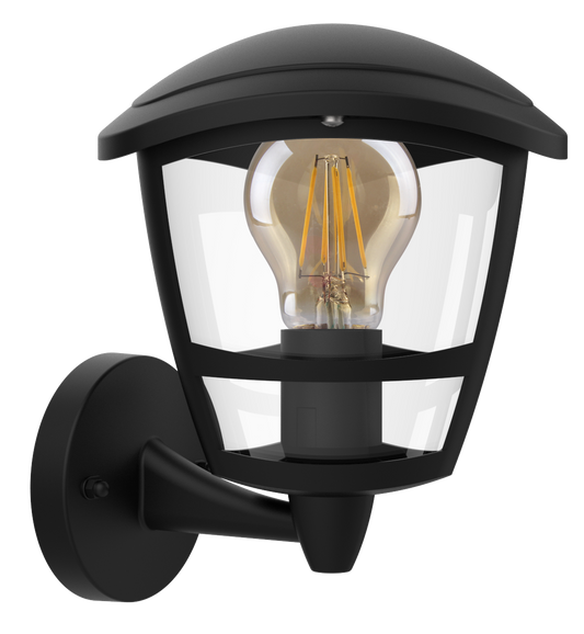 Kosnic DAIB-BLK Daintree E27 Curved Top Wall Lantern IP44 Black