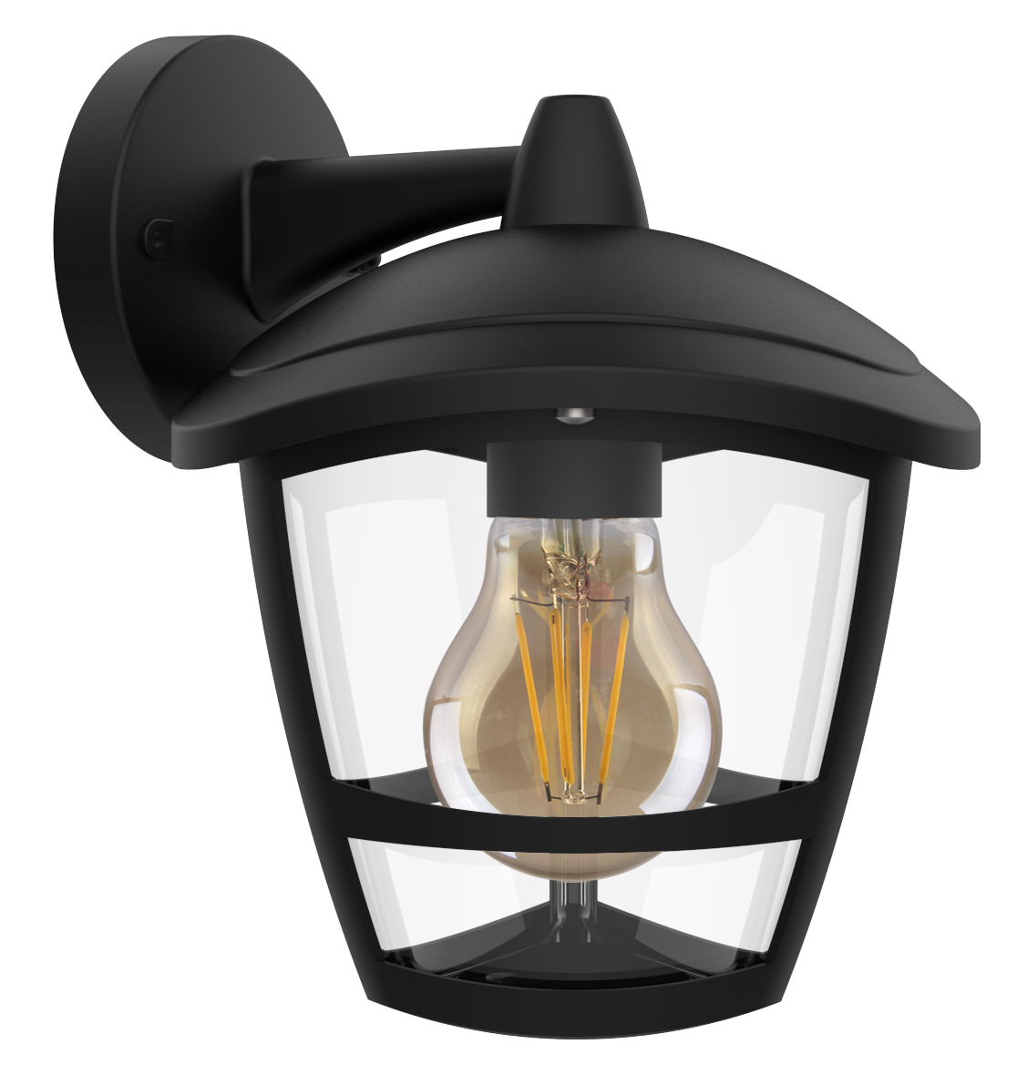 Kosnic DAIT-BLK Daintree E27 Curved Top Down Wall Lantern IP44 Black