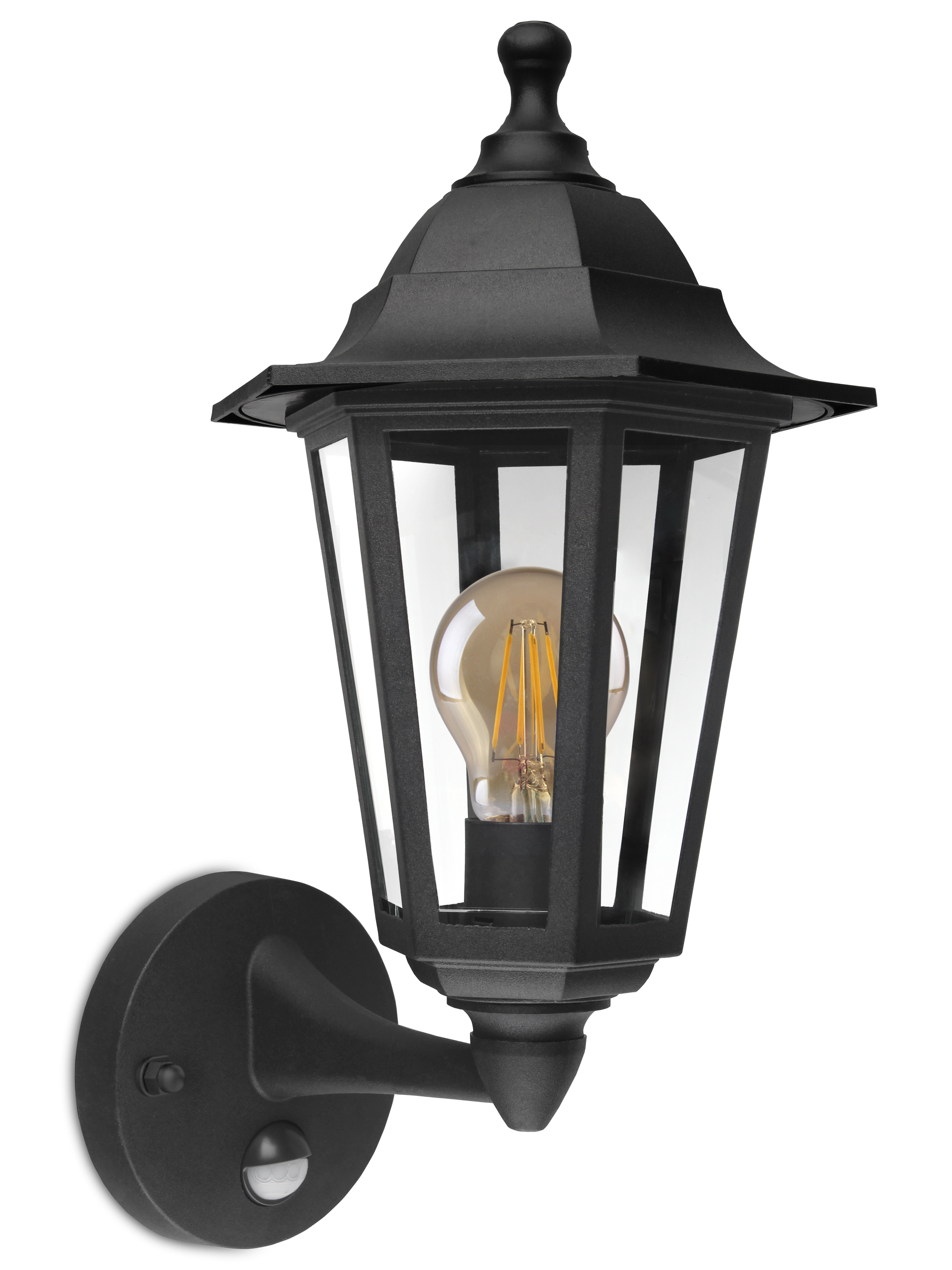 Kosnic DARB-BLK/S Darwin Coast E27 Coach Lantern with Motion Sensor IP44 Black