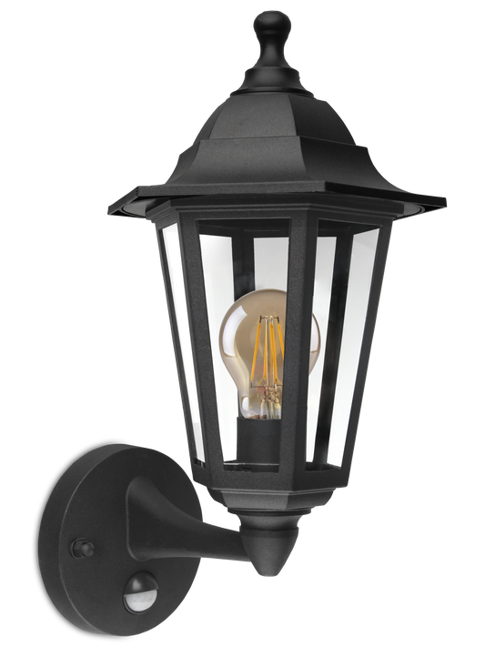Kosnic DARB-BLK/S Darwin Coast E27 Coach Lantern with Motion Sensor IP44 Black