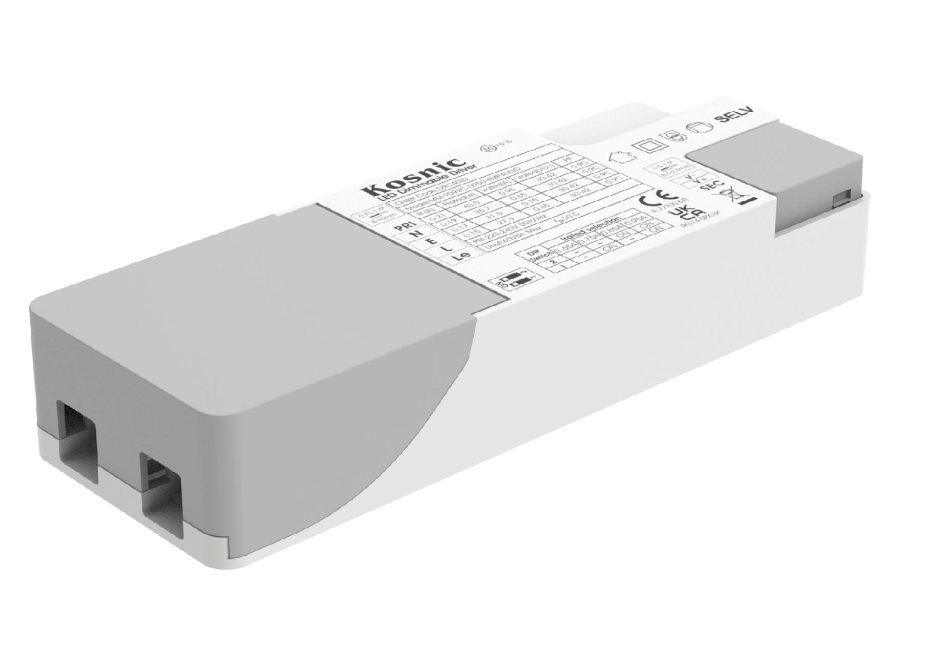 Kosnic DRC40/D  40W 30-42VDC Phase-Cut Dimmable LED Driver White