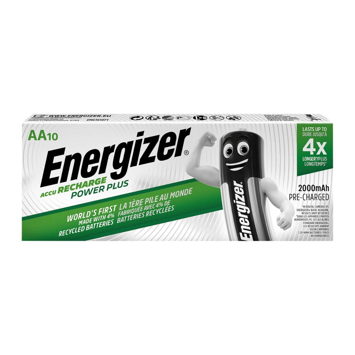 Energizer MN1500B10R2000-ENE AA Rechargable 2000mAH 10 Pack