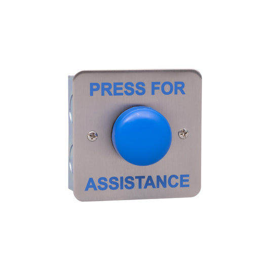 RGL EBB02/PFA Blue Dome 'Press For Assistance' Button Stainless Steel