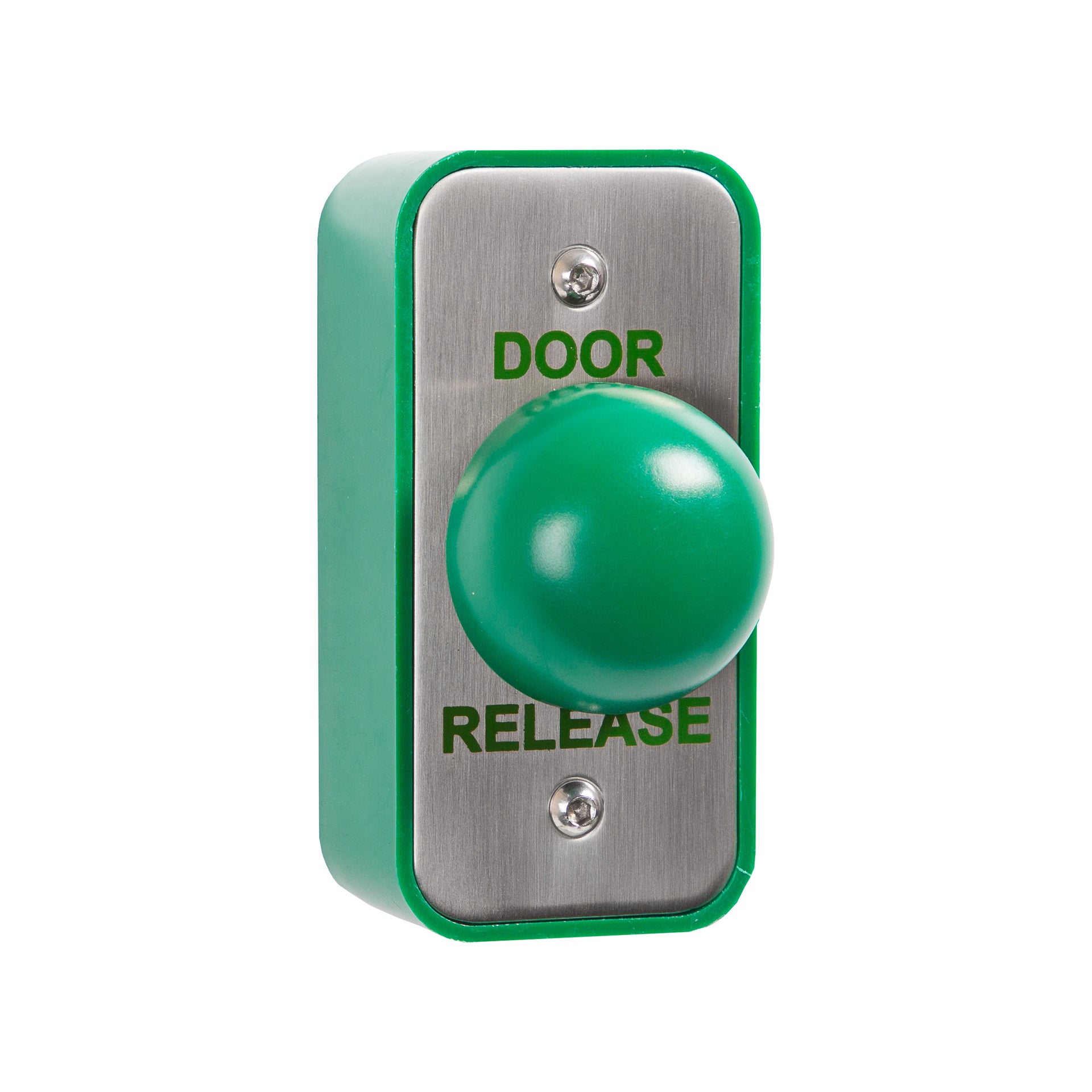 RGL EBGB/AP/DR Architrave Green Dome 'Door Release' Button Stainless Steel