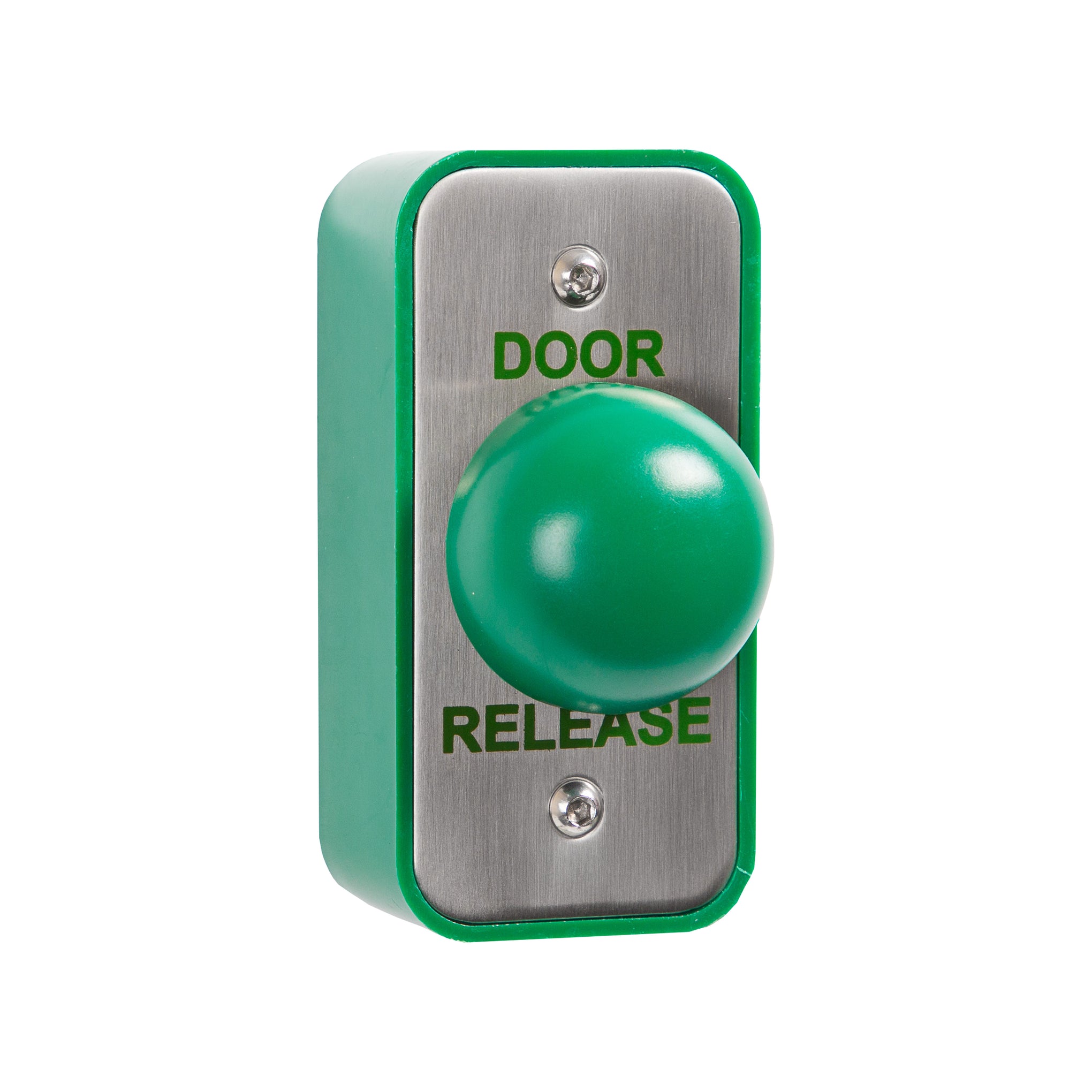 RGL EBGB/AP/DR Architrave Green Dome 'Door Release' Button Stainless Steel
