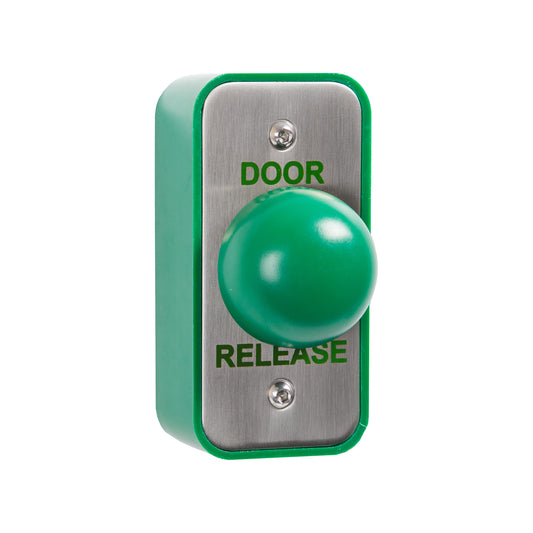 RGL EBGB/AP/DR Architrave Green Dome 'Door Release' Button Stainless Steel