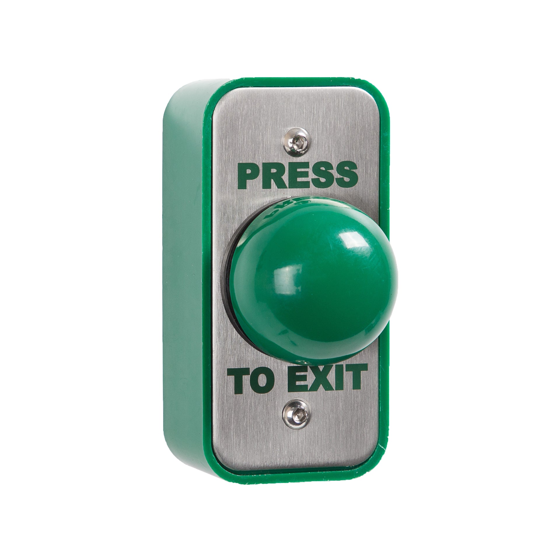RGL EBGB/AP/PTE Architrave Green Dome 'Press To Exit' Button Stainless Steel