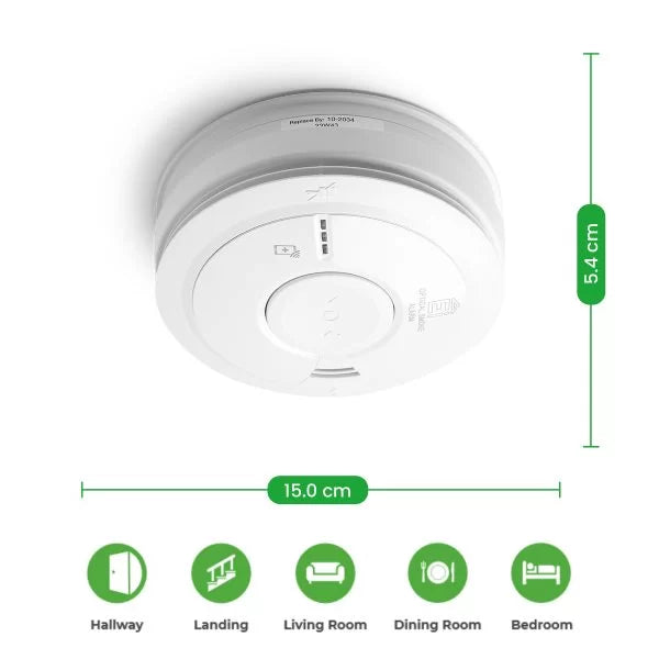 Aico EI3016 Optical Smoke Alarm with 10 Year Rechargable Lithium Battery