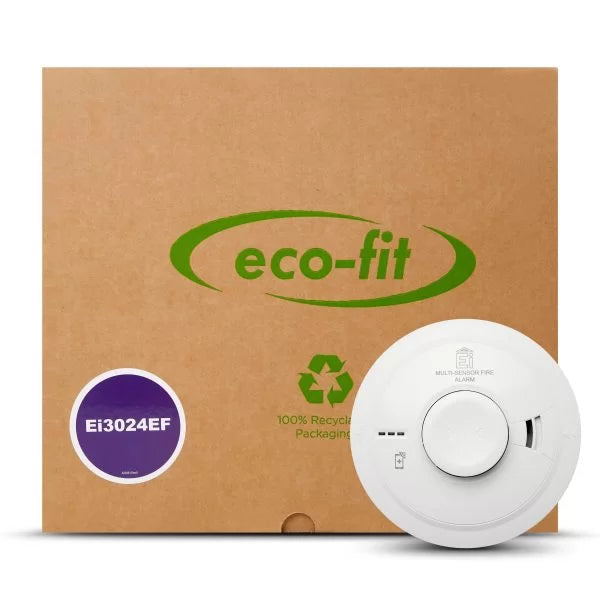 Aico EI3024EF Eco-Fit Pack (10) EI3024 Multi-Sensor Heat and Smoke Alarm