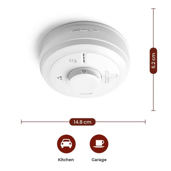 Aico EI3028 Multi Sensor Heat and Carbon Monoxide Alarm with 10 Year Rechargable Lithium Battery