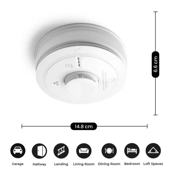 Aico EI3030 230V AudioLINK Multi-Sensor Smoke, Heat and CO Alarm with 10 Year Rechargable Lithium Ba
