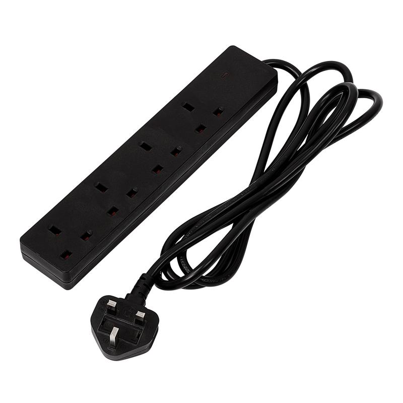 Draper EL42N13AB 4 Gang 2m Extension Lead Black