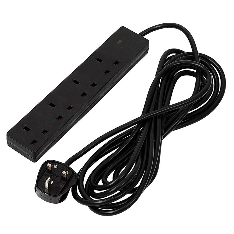 Draper EL45N13AB 4 Gang 5m Extension Lead Black
